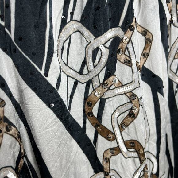 Custo Barcelona Dress Womens Size 3 US Medium Black Silver Silk Blend Sequin Y2K - Picture 4 of 16